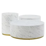 Elegant Faux Marble Coffee Table for Living Room - 35.43" Accent Table with Gold Metal Base (White) | Stylish & Functional - Image 3