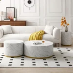 Elegant Faux Marble Coffee Table for Living Room - 35.43" Accent Table with Gold Metal Base (White) | Stylish & Functional - Image 5