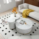 Elegant Faux Marble Coffee Table for Living Room - 35.43" Accent Table with Gold Metal Base (White) | Stylish & Functional - Image 7