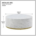 Elegant Faux Marble Coffee Table for Living Room - 35.43" Accent Table with Gold Metal Base (White) | Stylish & Functional - Image 9