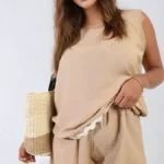 Stylish Scallop Hem Top and Short Co-ord Set Elegant & Playful Outfit for Any Occasion