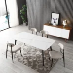 Elegant J3710 Porcelain Dining Table in White - 63'' - Ideal for Modern Kitchens & Dining Rooms - Durable & Stylish - Image 6