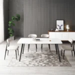 Elegant J3710 Porcelain Dining Table in White - 63'' - Ideal for Modern Kitchens & Dining Rooms - Durable & Stylish - Image 7