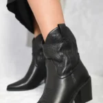 Annie Mid Calf Zip Detail Cowboy Boots - Stylish & Durable Western Footwear