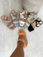 Sparkle Buckle Platform Wedge Sandals Glamorous Comfort Meets Style | Lottie Footwear - Image 12