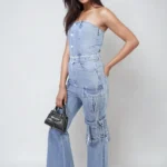 Giselle Strapless Cargo Jumpsuit with Multi Pockets - Chic & Functional