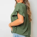 Elegant Frill Sleeve V-Neck Top - Lightweight & Stylish - Perfect Day-to-Night Wear