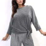 Ella Side Tie Long Sleeve Casual Top - Stylish & Comfortable Womens Fashion Blouse