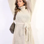 Melissa Long Sleeve Ribbed Knit Mini Dress With Belt - Flattering, Versatile & Chic