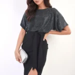 Glamorous Tie Waist Sequin Midi Dress | Elegant Evening & Party Wear | Shine in Style