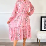 Elegant Floral Tiered Midi Dress - Perfect Summer Dress for Women - Lightweight & Breathable