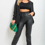 Selene High Waisted Faux Leather Cargo Trousers | Edgy, Versatile Fashion & All-Day Comfort