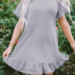 Belen Lace Ruffled T-shirt Dress Elegant Floral Patchwork, Versatile & Chic for All Occasions