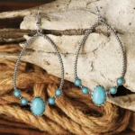 Elegant Silver Western Turquoise Water Drop Hook Earrings - Chic & Lightweight Jewelry