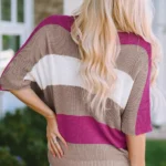 Willow Stripe Knit Half Sleeve Sweater - Soft & Stylish Women's Pullover with Flattering Fit