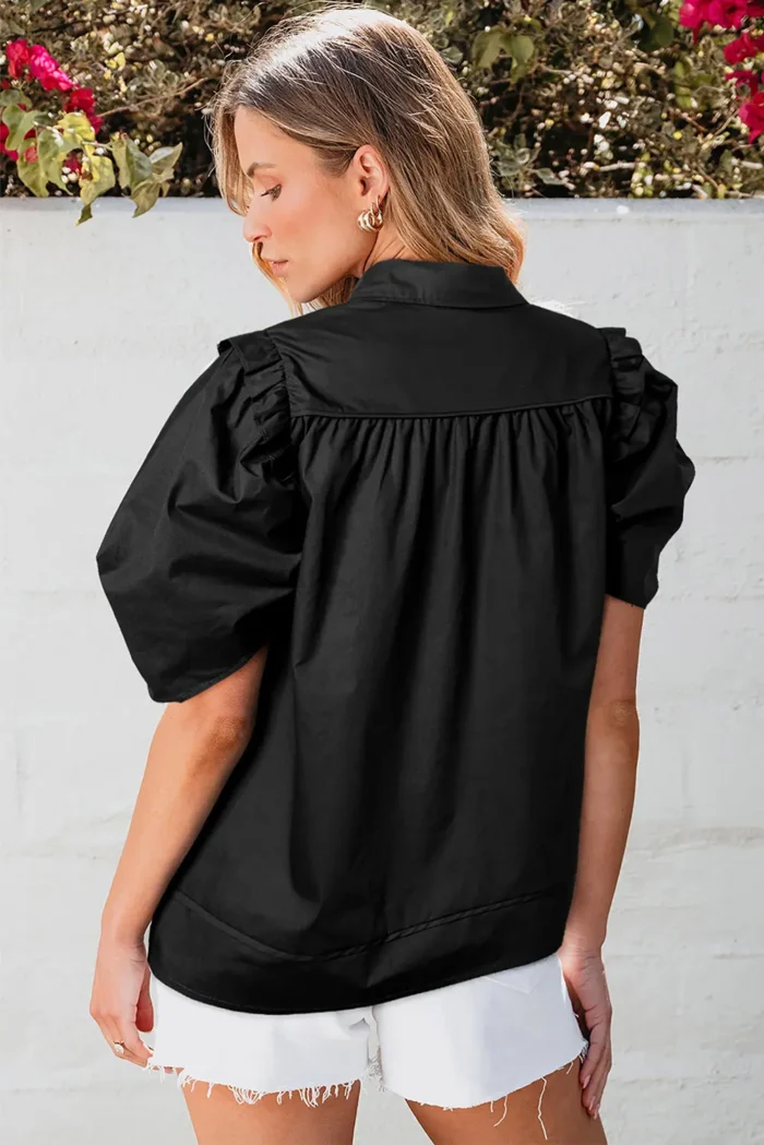 Elena Puff Sleeve Loose Shirt - Trendy, Chic, and Comfortable Women's Top - Image 1