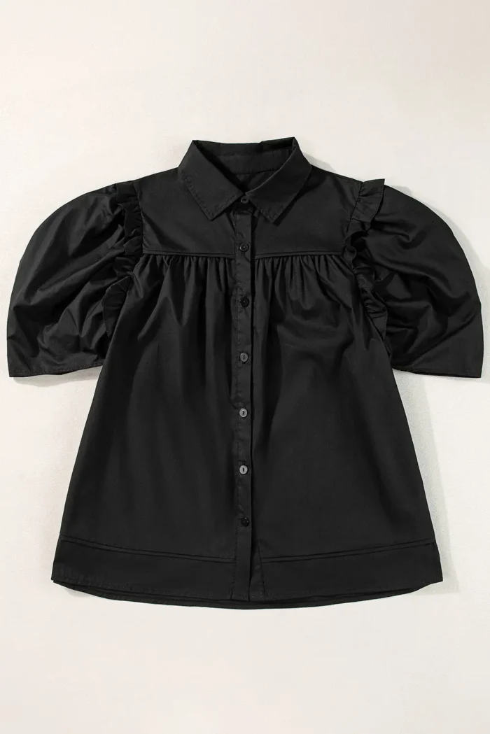 Elena Puff Sleeve Loose Shirt - Trendy, Chic, and Comfortable Women's Top - Image 4