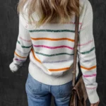 Sophia Striped Ribbed Trim Sweater - Stylish Knit for All Occasions | Cozy & Chic