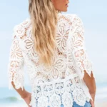 Emmie Bohemian Macrame Lace Crochet Blouse - Romantic Boho Half Sleeve Top