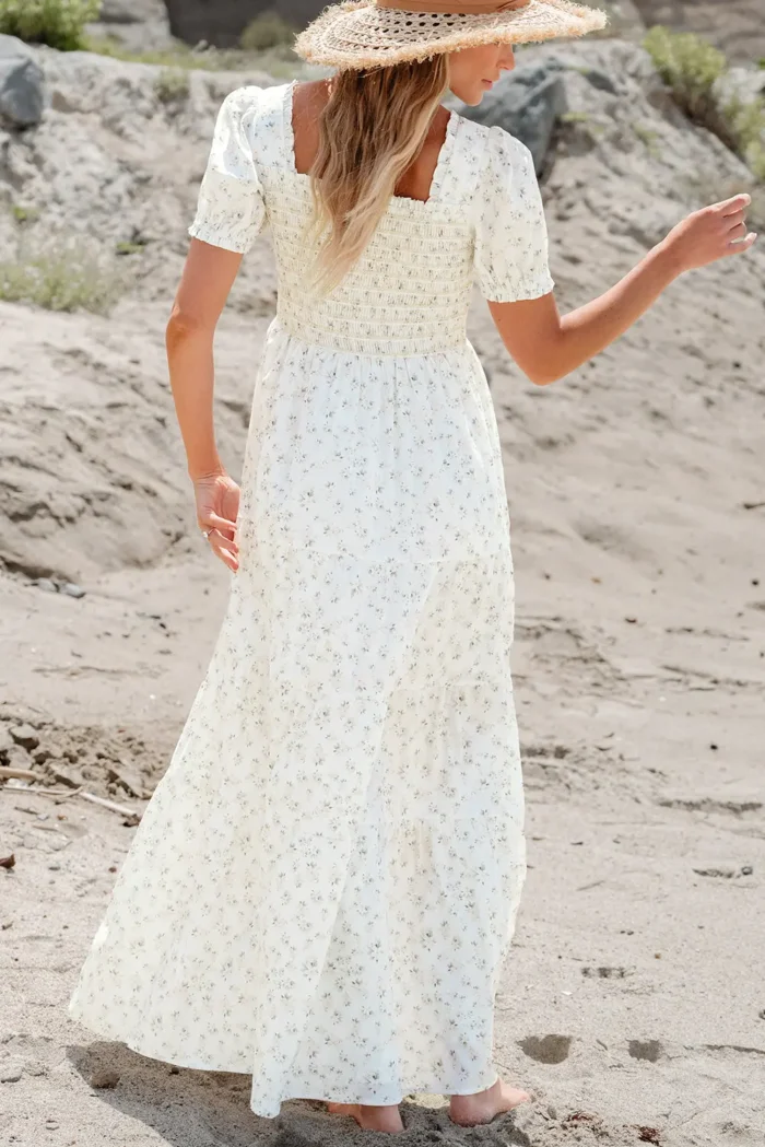 Robin Frilly Shirred Bodice Tiered Floral Maxi Dress - Perfect Summer Style & Elegance - Image 1