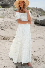 Robin Frilly Shirred Bodice Tiered Floral Maxi Dress - Perfect Summer Style & Elegance - Image 3