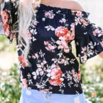 Savanna Ruffle Off Shoulder Floral Blouse - Trendy Women's Top with Flounce Sleeves