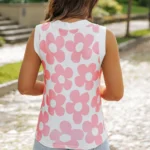 Andi Flower Knitted V Neck Tank Top | Stylish & Cozy Women's Sleeveless Top