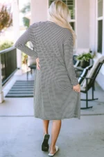 Clover Stripe Knitted Cardigan - Chic Open Front Design, Timeless Striped Pattern | Women's Fashion - Image 2