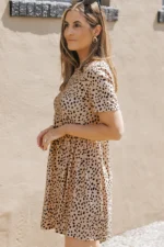 Laney Short Sleeve Leopard Tunic T-shirt Dress - Trendy & Comfortable, Perfect for Any Occasion - Image 3