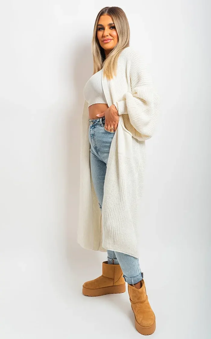 Alice Chunky Knitted Balloon Sleeve Long Maxi Cardigan - Cozy & Stylish Women's Sweater | Elegant Knitwear - Image 19