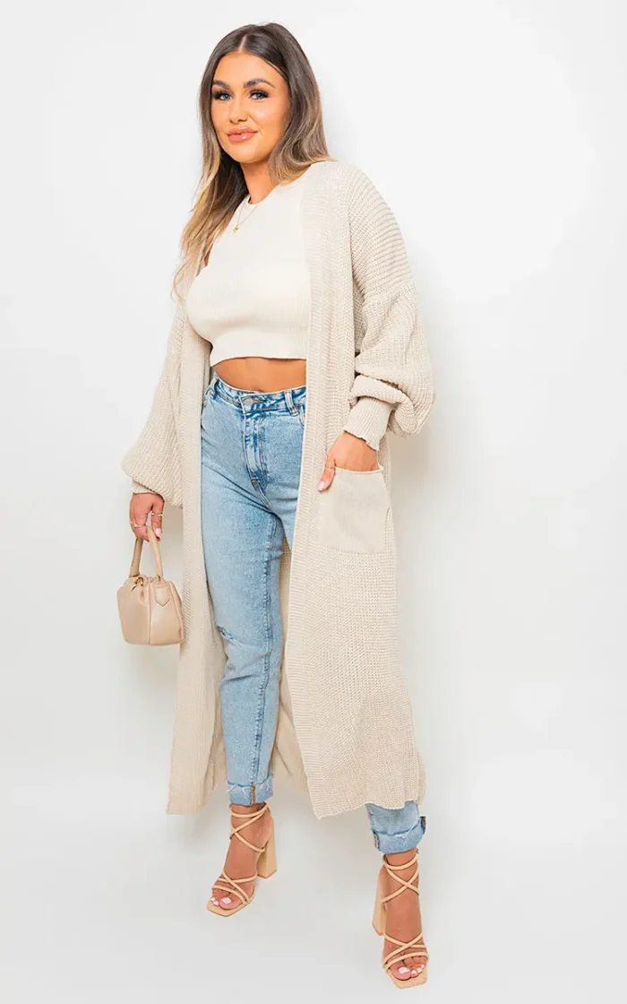 Alice Chunky Knitted Balloon Sleeve Long Maxi Cardigan - Cozy & Stylish Women's Sweater | Elegant Knitwear - Image 22