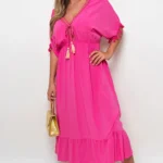 Elegant V-Neck Rope Tassel Detail Maxi Dress - Perfect for Any Occasion