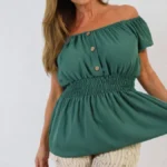 Chic Button Front Cinched Waist Top - Stylish & Comfortable Women's Wear