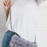 Chic Cross Body Pom Pom Handbag - Adorable Pink, Silver Hardware, Trendy Fashion Accessory