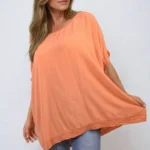 Amber Oversized Sequin Hem Flare Sleeve Top - Glamorous & Comfortable Women's Fashion Blouse