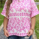 Amiri Floral Curved Hem Plus Size Top - Elegant Summer Fashion for Plus-Size Beauties