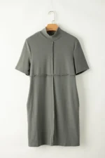 Asha High Neck Cross Seam T-shirt Dress - Elegant, Versatile Mini Dress with Pockets