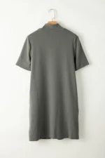 Asha High Neck Cross Seam T-shirt Dress - Elegant, Versatile Mini Dress with Pockets - Image 2