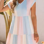Ari Multicolor Mini Dress - V-Neck Color Block Dress for Any Occasion | Stylish & Comfortable