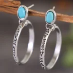 Elegant Turquoise Heart-Shaped Stud Earrings in Sterling Silver - Perfect for Modern Women