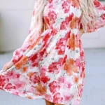 Camryn Floral Smocked Puff Sleeve Mini Dress - Elegant & Flattering Fit with Long Puff Sleeves