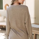 Evie Rib Textured Henley Knit Top - Trendy, Comfortable & Versatile Women's Casual Top
