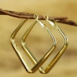 Gold Minimalist Square Hoop Earrings - Elegant Alloy Hoops for Every Occasion