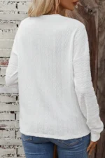 Jane Round Neck Drop Shoulder Textured Knit Top - Casual Chic for Every Occasion - Image 2