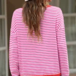 Madelynn Striped Drop Shoulder Sweater Trendy & Cozy Regular Fit Knitwear for Women