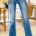 Lana Distressed High Rise Medium Wash Flare Jeans - Vintage Style Denim