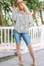 Skye Smocked Cuffed Striped Boyfriend Shirt with Pocket - Casual & Chic Oversized Top | Stylish Women's Button-Down - Image 8