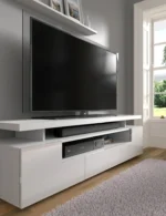 EVA 180 TV Stand Modern 70.87 in White Matt & Gloss Entertainment Center with Storage - Image 5