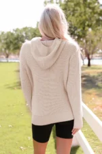 Joelle Waffle Knit Buttons Hooded Sweater - Casual Comfort for Any Occasion