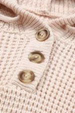 Joelle Waffle Knit Buttons Hooded Sweater - Casual Comfort for Any Occasion - Image 4